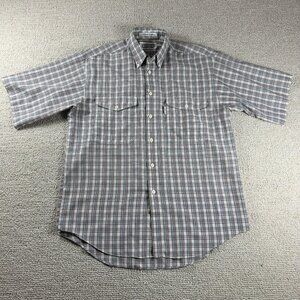 Vintage Levi's Silver Label Plaid Button Up Shirt White Gray Red Men’s Size M